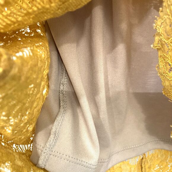 Love Fire Women's Lace Floral Sleeveless Blouse M Mustard Yellow Boho Feminine - Picture 5 of 11